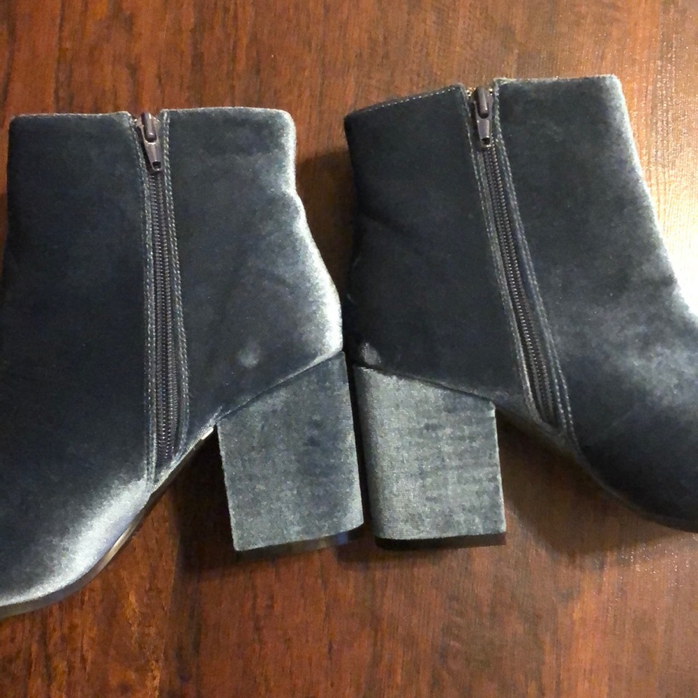 Cornstarch Blue Faux Velvet Ankle Boots - Picture 5 of 8